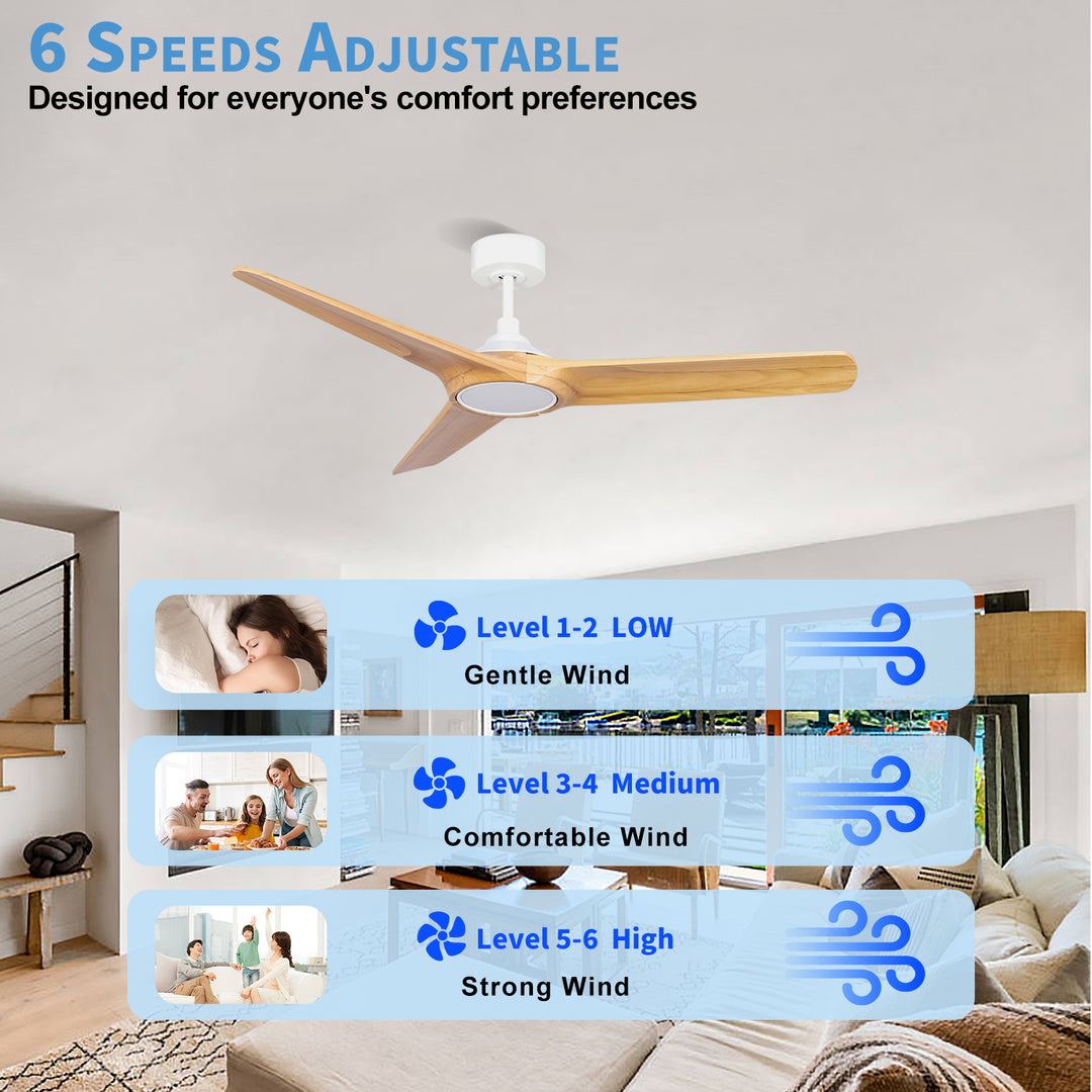 MGN25020-WH Solid Wood 52 Inch Remote Control Ceiling Fan