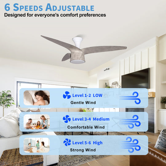 MGN25014 Modern Indoor Wood Grain Ceiling Fan With Light and Remote