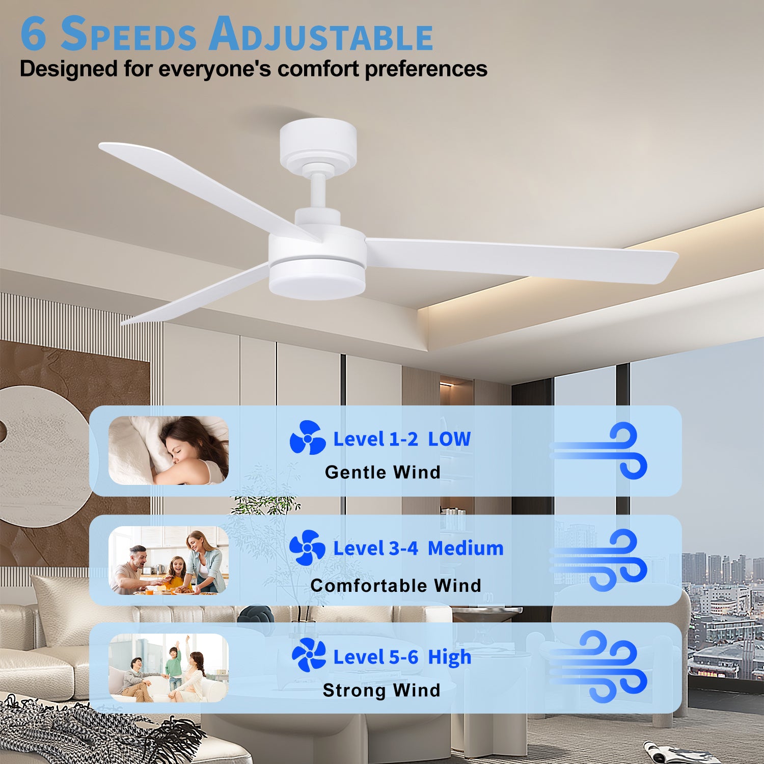 MGN25005-WH White 52 inch Remote Control Ceiling Fan