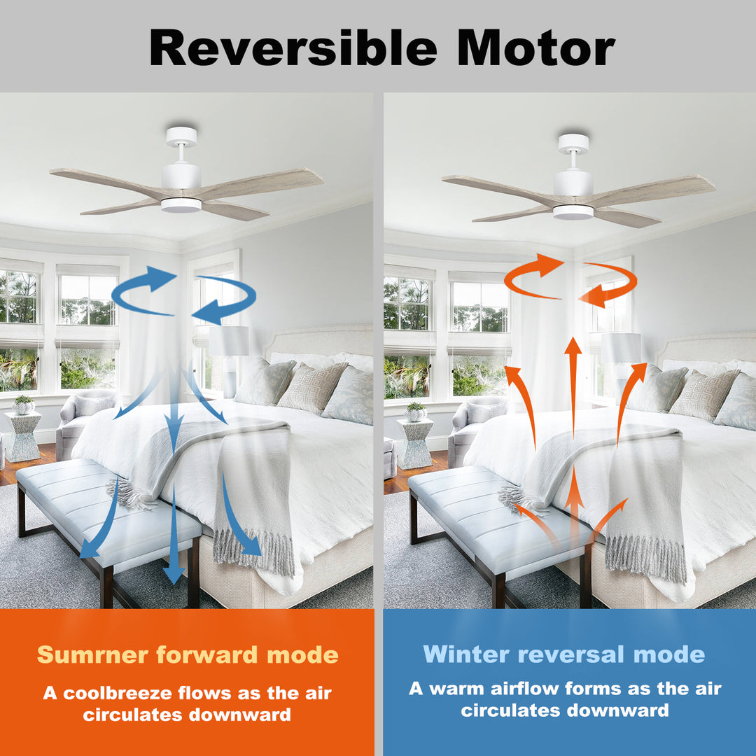 MGN26005 4 Solid Wood Blades Remote Control Ceiling Fan