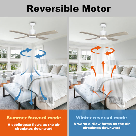 MGN26005 4 Solid Wood Blades Remote Control Ceiling Fan