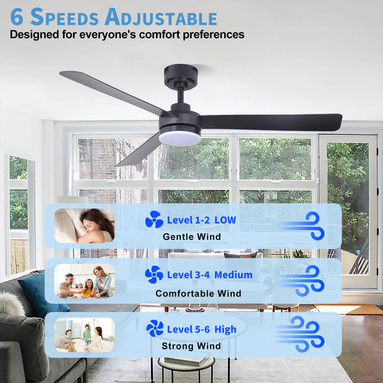 MGN25005-BK Ceiling Fan With Light and Remote Control