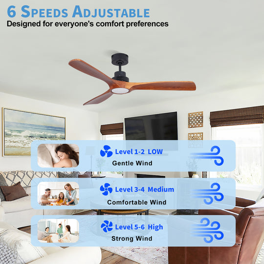 MGN25013 Soild Wood 54 Inch Remote Control Decorative Ceiling Fan