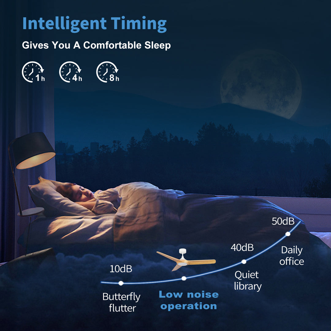 MGN25020-WH Solid Wood 52 Inch Remote Control Ceiling Fan