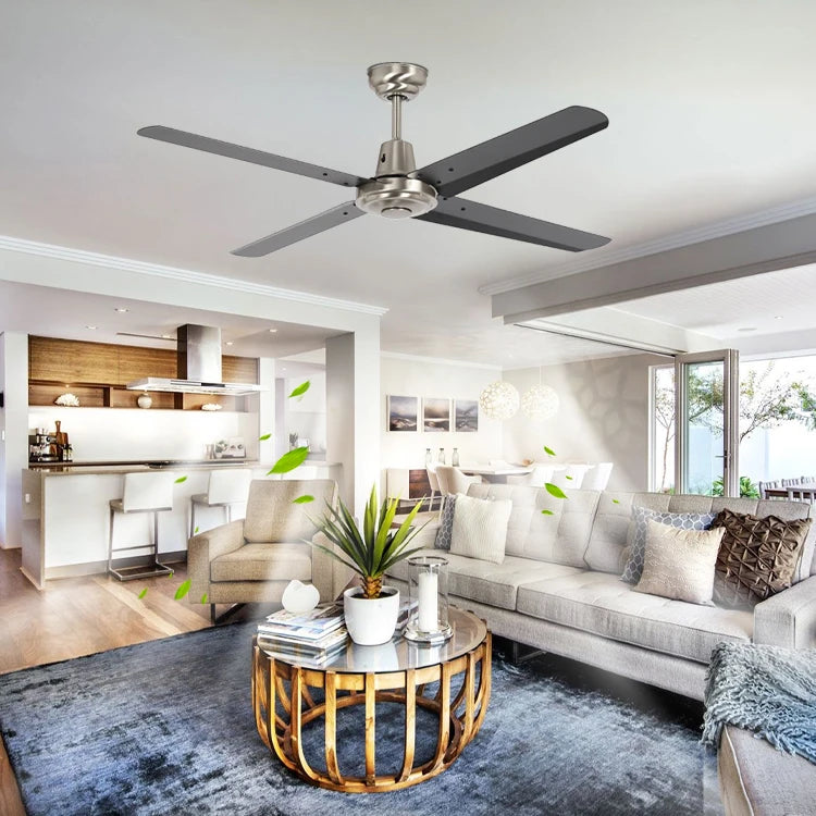 Hot Sale Modern 4 Metal Blades Brush Nickel Wall Control 48 Inch Ac Decorative Ceiling Fan Without Light