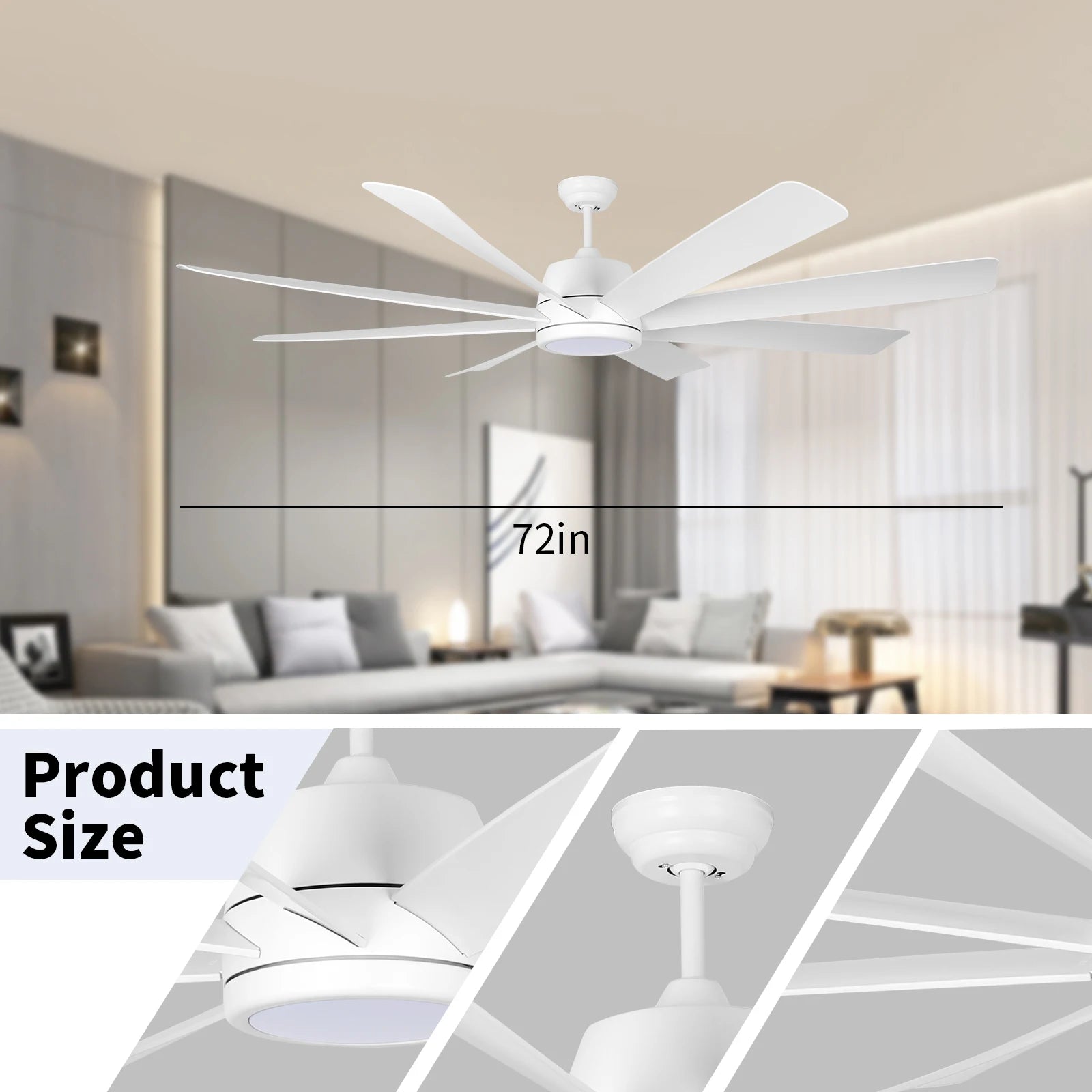72 Inch High Quality Big Size Modern Fancy Large Ceiling Fan Wood Led Orient Giant Ceiling Fan With Light