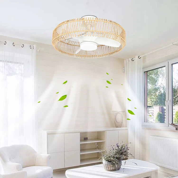 Modern Rattan White Dc Motor 3 Abs Blades Fancy Decorative Ceiling Fan With Light and Remote Home