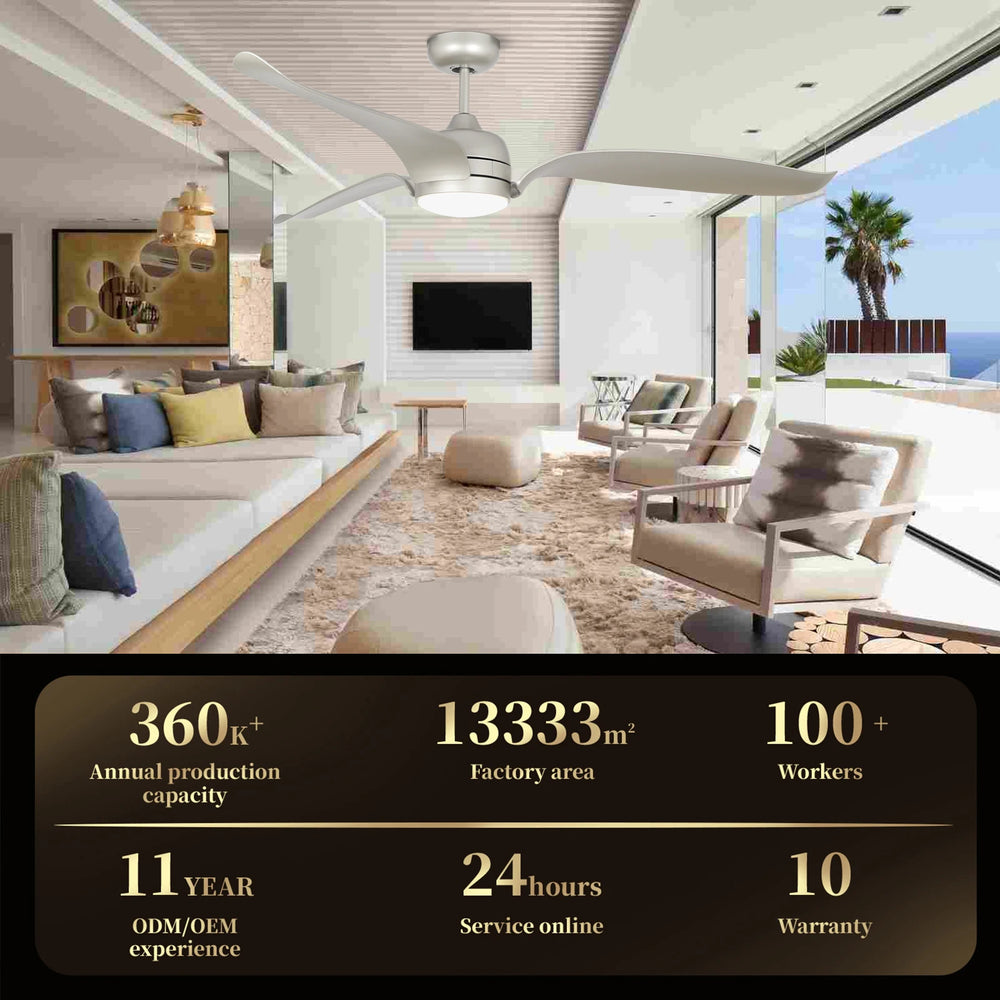 Modern Design Brush Nickel Universal Silent Ceiling Fan 60 Inch Decorative Remote Control Ceiling Fan