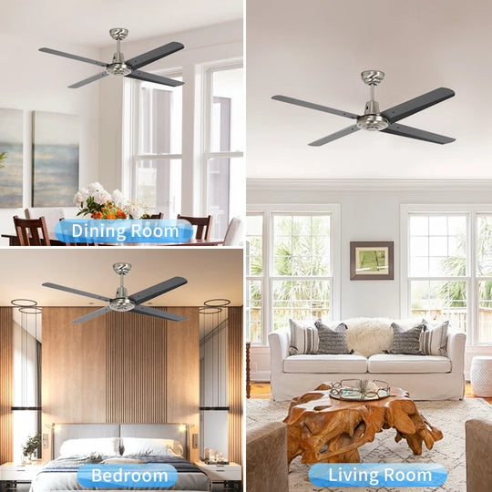 Hot Sale Modern 4 Metal Blades Brush Nickel Wall Control 48 Inch Ac Decorative Ceiling Fan Without Light