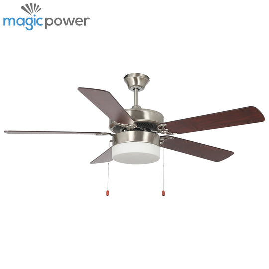 Modern Design AC Motor Pull Chain Silent 52 Inch 5 Blades Home Office Indoor Decorative Ceiling Fan