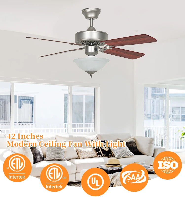 Modern Luxury 3-Blade Foldable AC Motor MDF Electric Ceiling Fan Remote Control for Outdoor Hotel Use