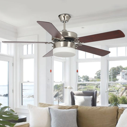 Modern Design AC Motor Pull Chain Silent 52 Inch 5 Blades Home Office Indoor Decorative Ceiling Fan