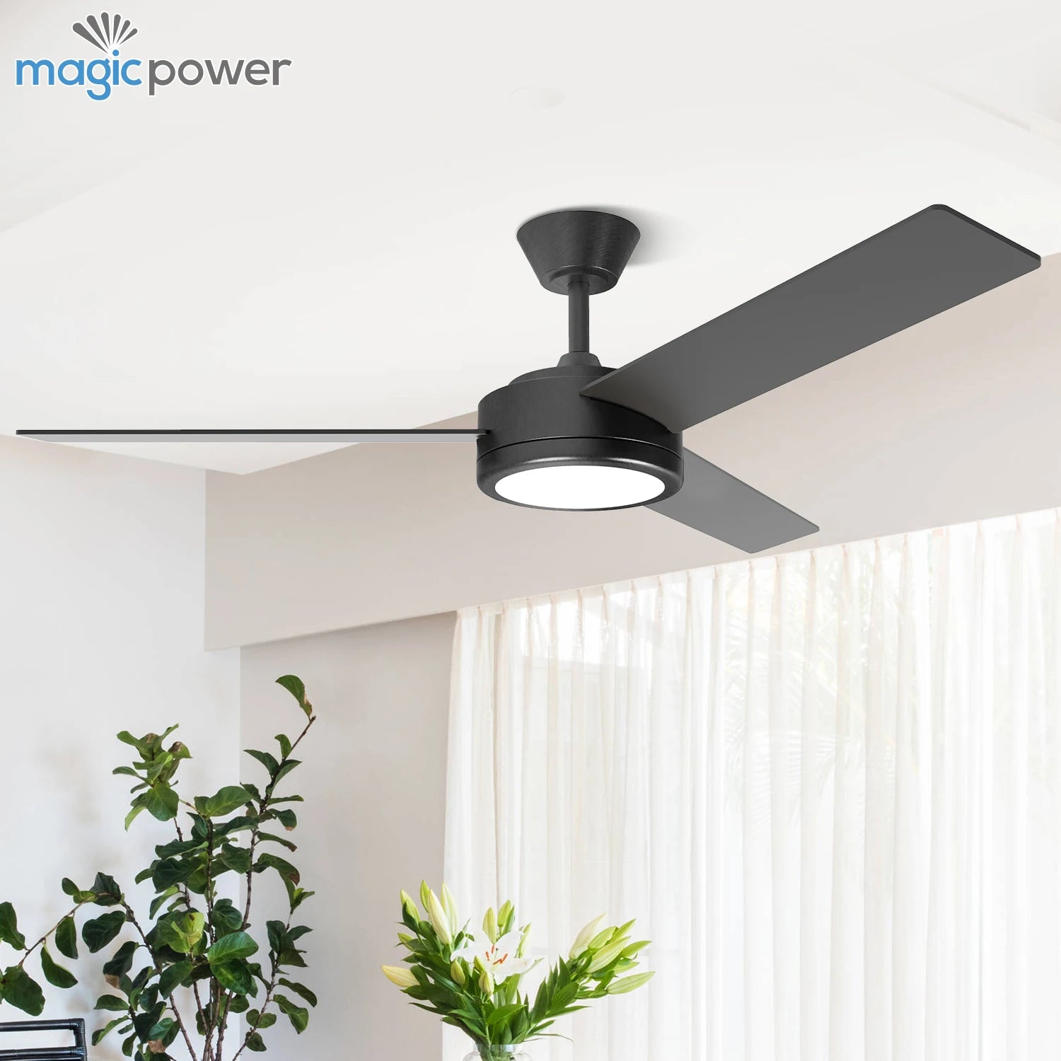 Hot Selling 52 Inch Matte Black 3 Plywood Blades Dc Motor Modern Bedroom Ceiling Fan With Remote Control