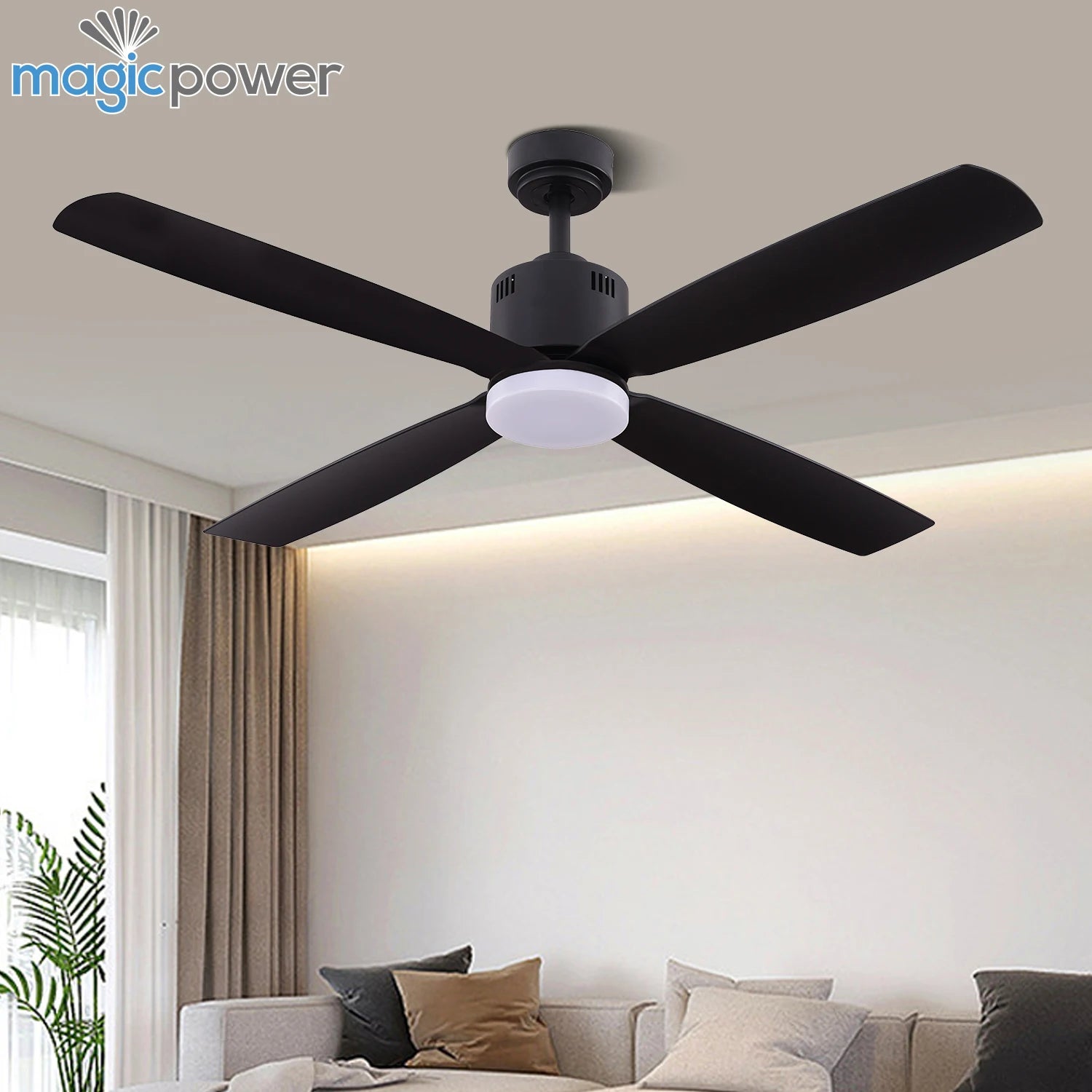 Dimmable Light Household Indoor Silent 52 Inch Modern Decorative LED Ceiling Fans With Light