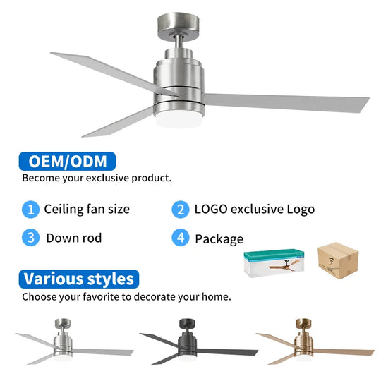 CF52312 Wholesale Decorative Quiet Brush Nickel Ceiling Fan