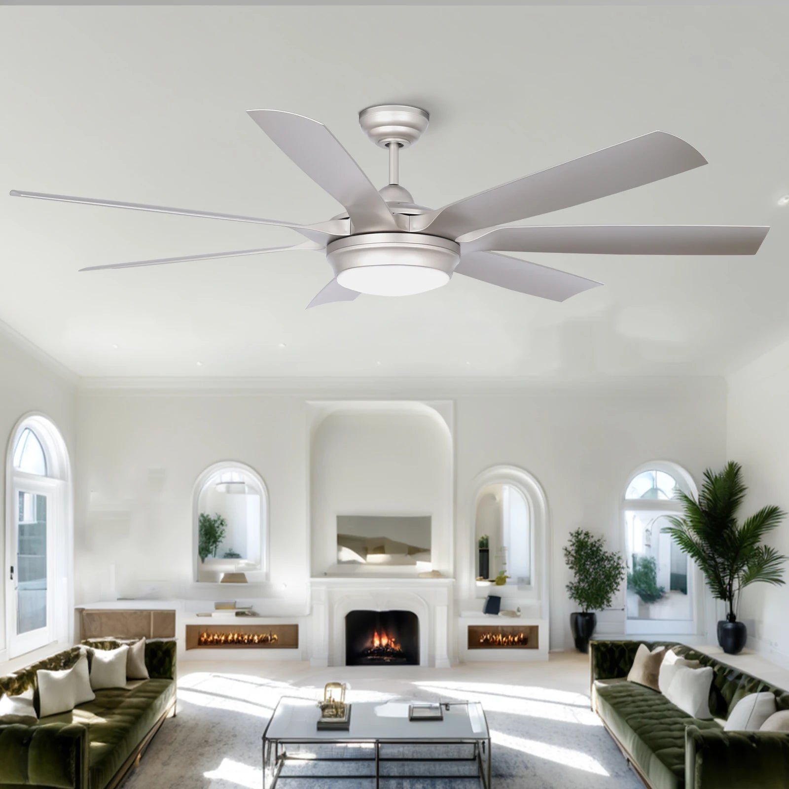 Modern Simple ABS Blade Electric Indoor Outdoor Low Noise Decorative 60 Inch Large Remote Control Ceiling Fan