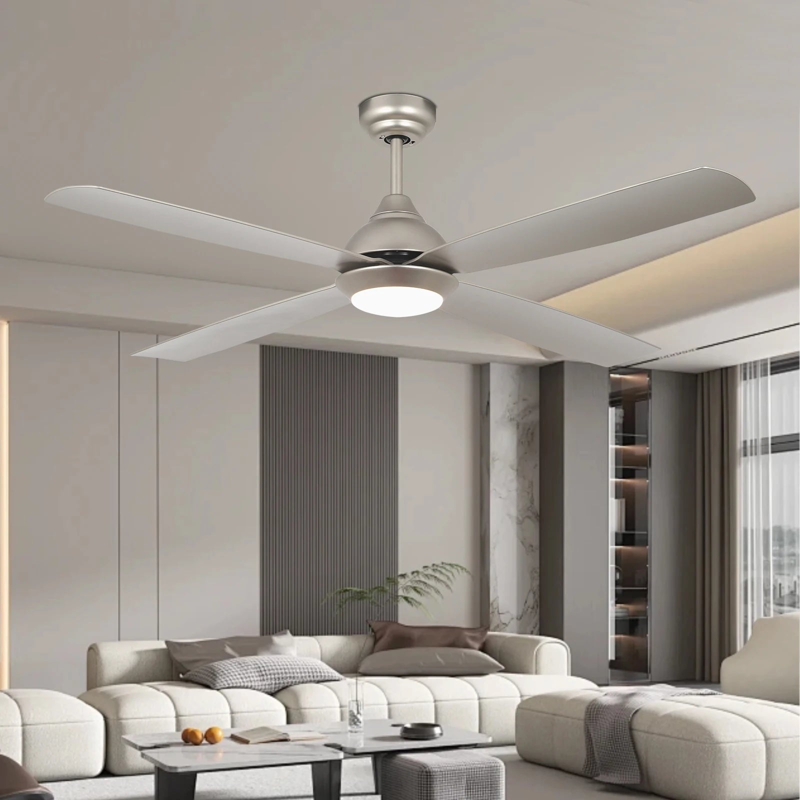 Modern Household Brush Nickel Decorative 52 Inch Copper DC Motor Indoor Home Ceiling Fan Remote Control