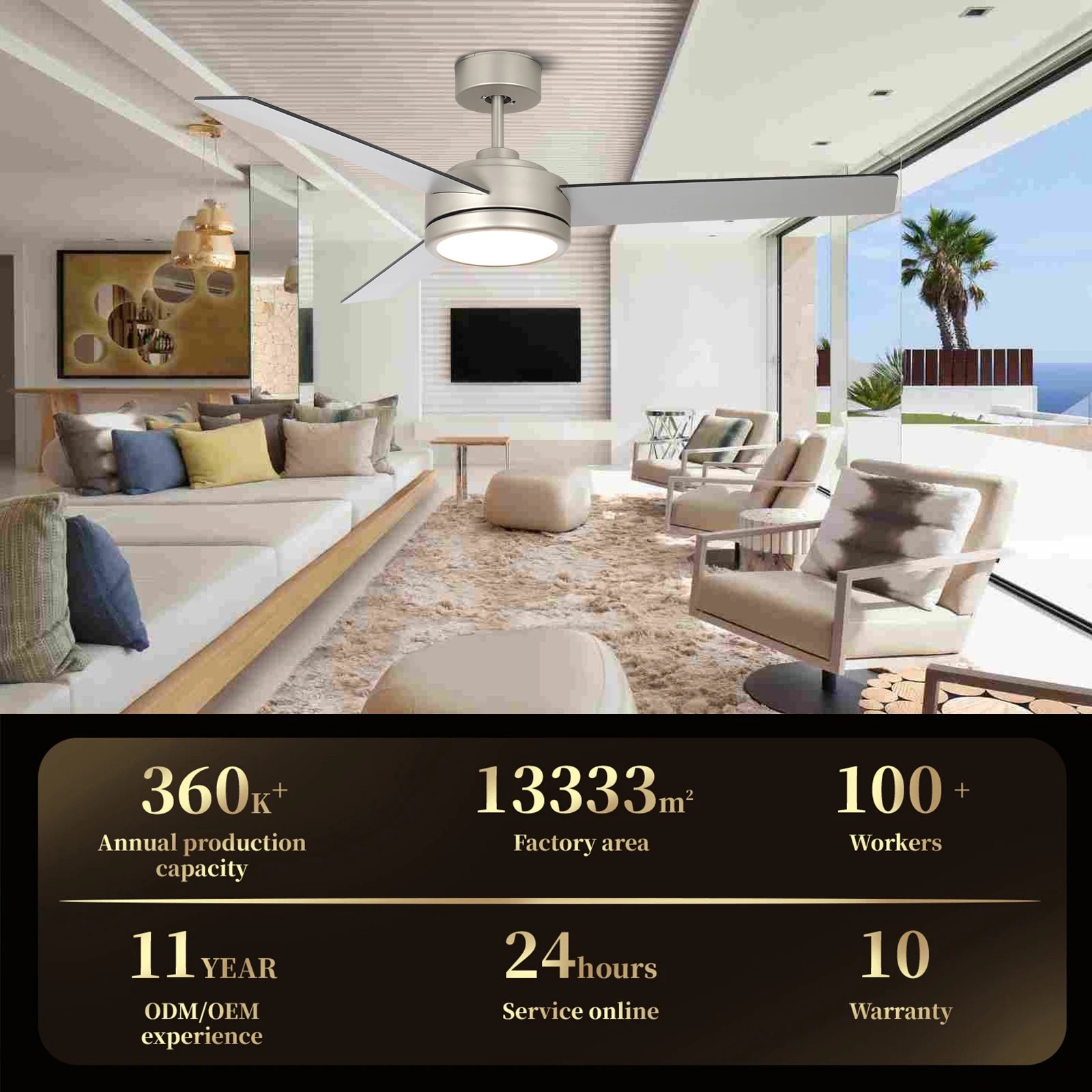 Modern Brush Nickel Dc Motor 52 Inch Indoor Home Decorative Ceiling Fan With Remote Control