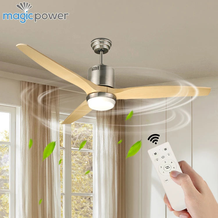 Nordic Modern Home Decorative 3 Blade Wood Ceiling Fan Remote Control Fan Ceiling Light With Led Light
