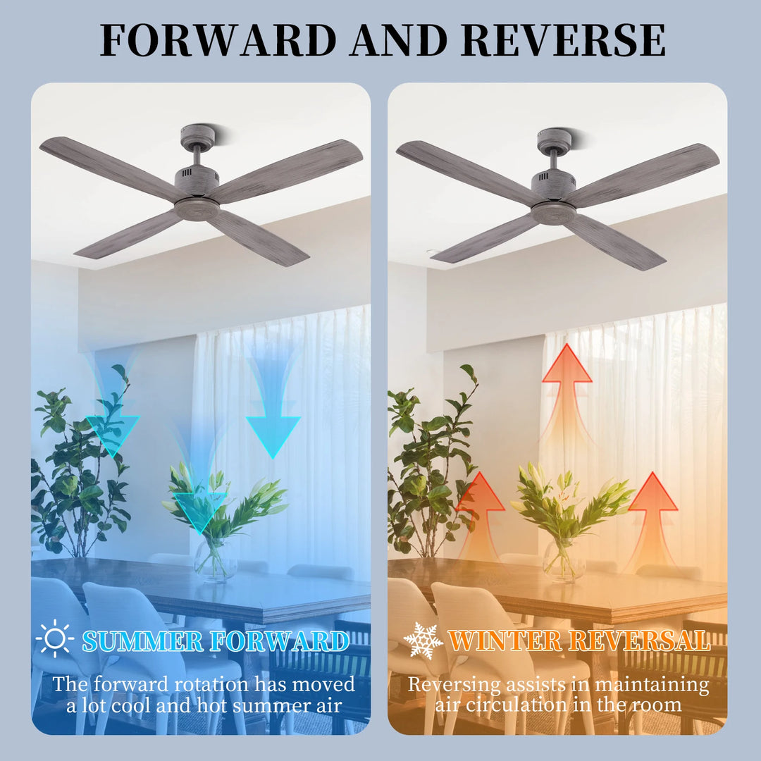 Modern Reversible 4 ABS Blade Electric Grey Indoor Wall Control Commercial Decorative Ceiling Fan