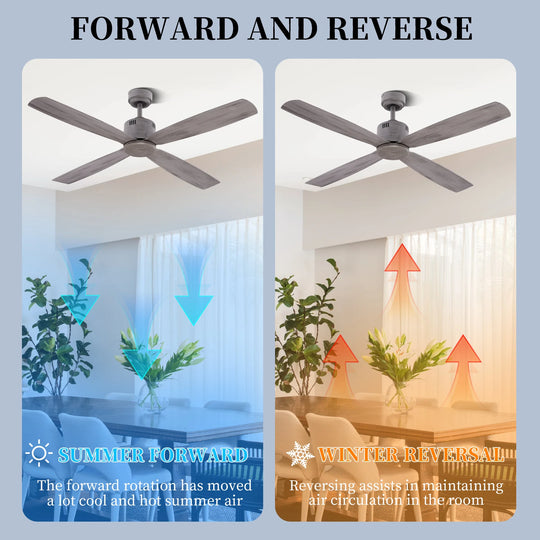 Modern Reversible 4 ABS Blade Electric Grey Indoor Wall Control Commercial Decorative Ceiling Fan