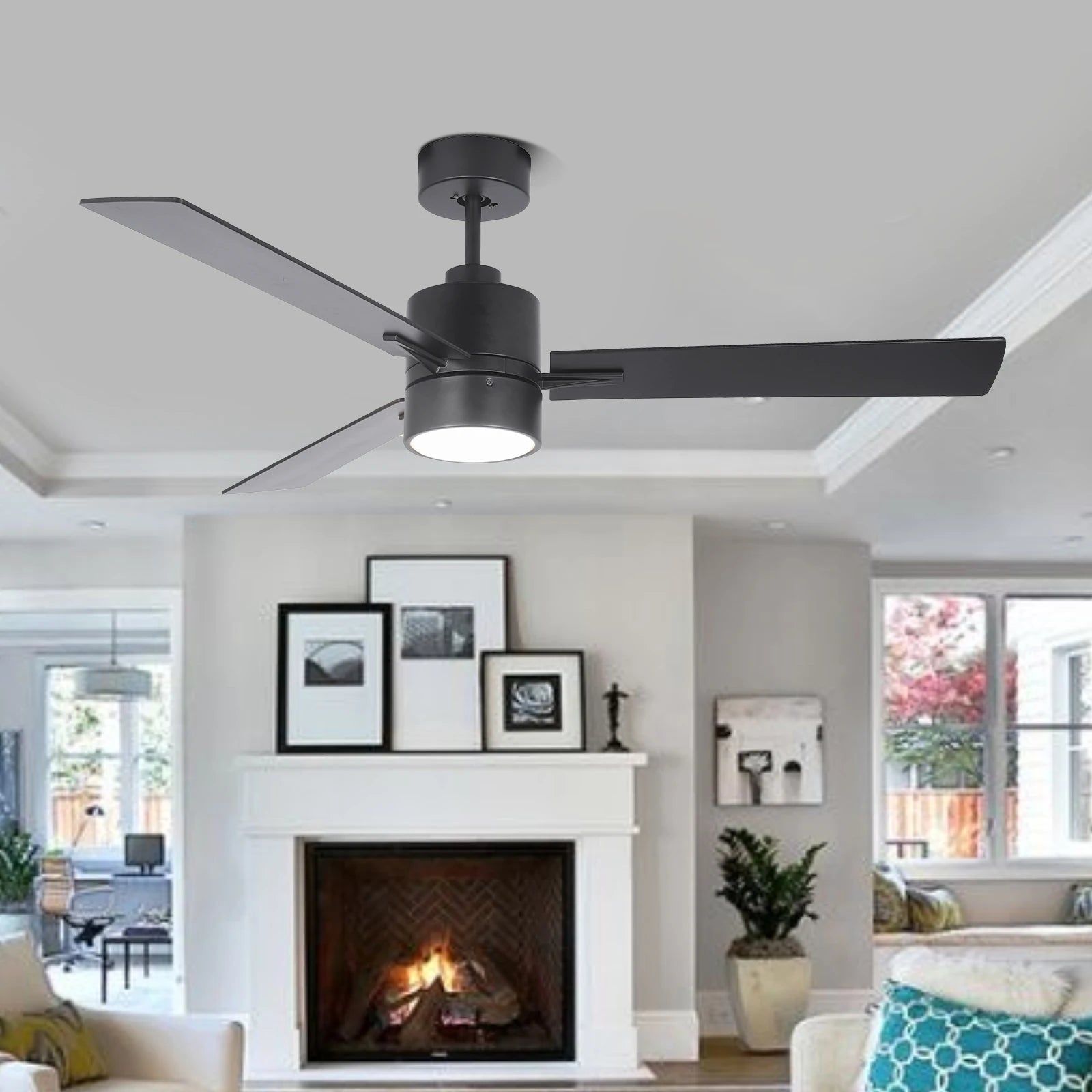 646 Black 52 Inch Dc Motor Decorative Ceiling Fan Remote Control ...
