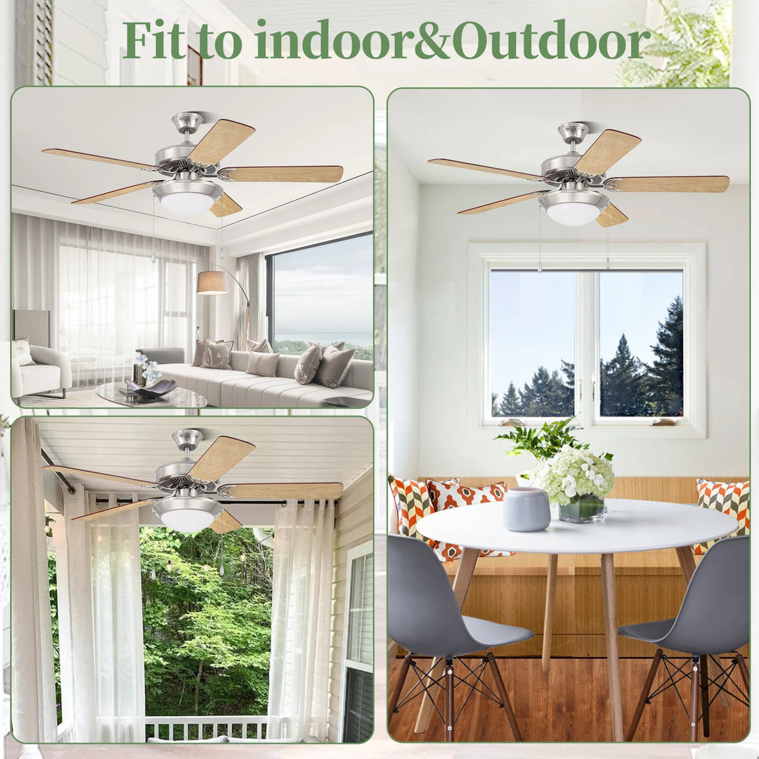 52 Inch Traditional Luxury Wood Blades Living Room Decorative Chandelier Ceiling Fan With LED Light