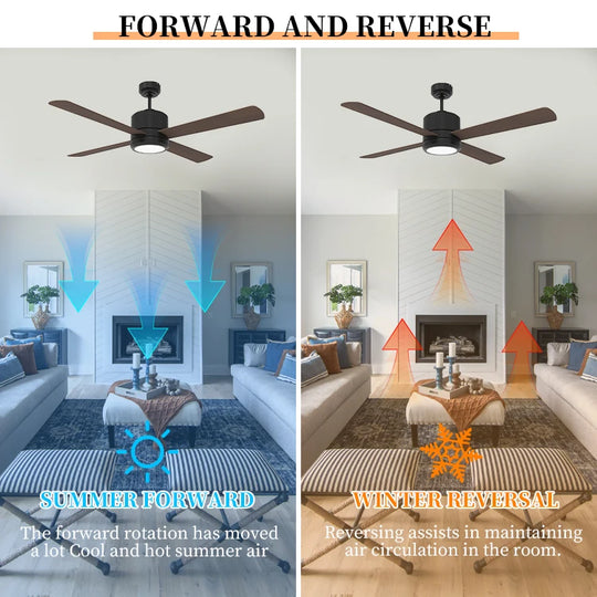 CF52744-L-BK Black Decorative LED Ceiling Fan With Light and Remote Control