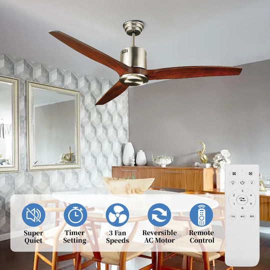 Minimalist Brush Nickel 52 Inch ABS Blades DC Motor Decorative Ceiling Fan With Remote Control