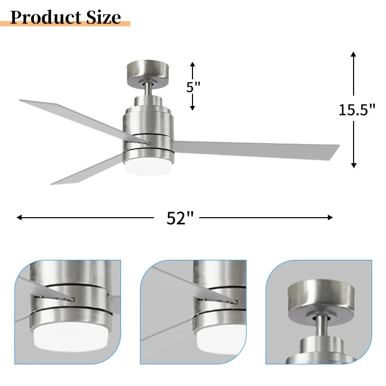 CF52312 Wholesale Decorative Quiet Brush Nickel Ceiling Fan