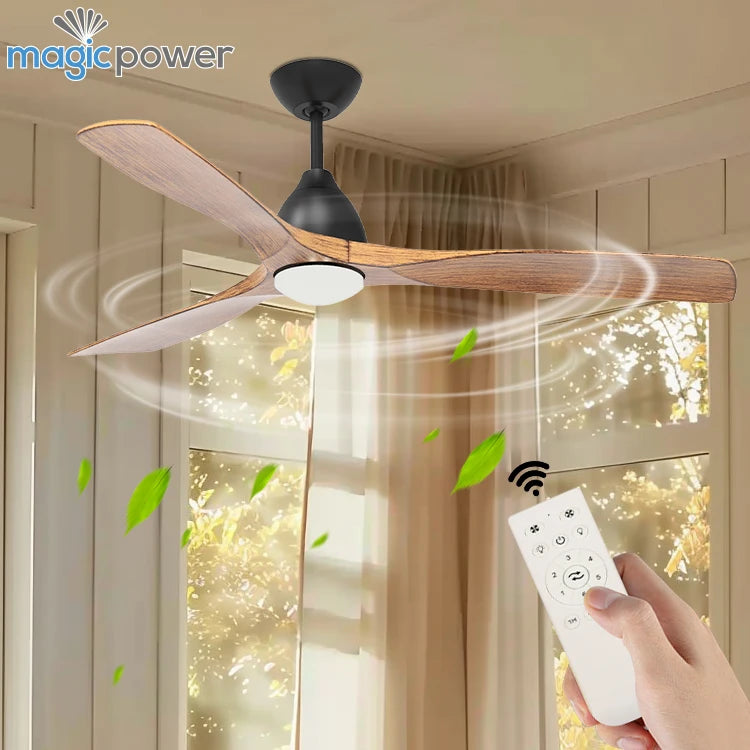 Classic Copper Wire Motor Luxury Cherry Blade 52 Inch Decorative Dc Ceiling Fan Remote Control