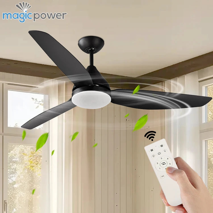 Modern Luxury Black ABS Blades 52 Inch Household Fancy Electric Remote Control DC Motor Ceiling Fan