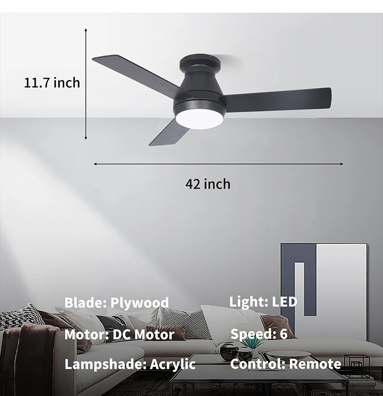 CF42901 Remote Control 42 Inch Indoor 3 Wooden Blades Ceiling Fan