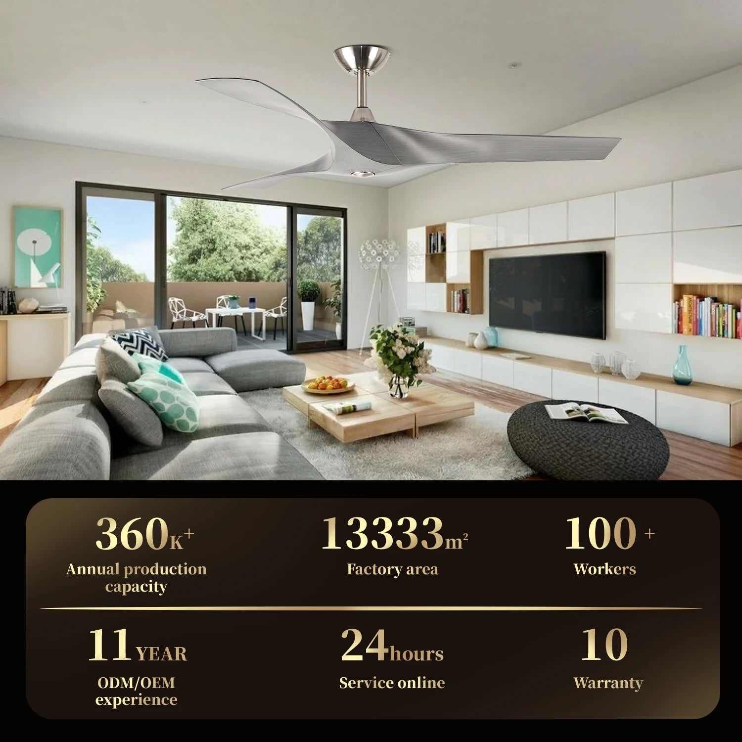 Brushed Nickel Decorative Dc Motor Reversible Blade Remote Control Ceiling Fan Without Light