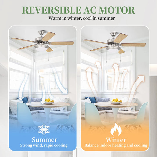 52 Inch Traditional Luxury Wood Blades Living Room Decorative Chandelier Ceiling Fan With LED Light