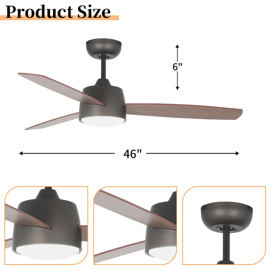 MGN24002 46 Inch DC Motor Dimmable Light Remote Control Indoor Ceiling Fan