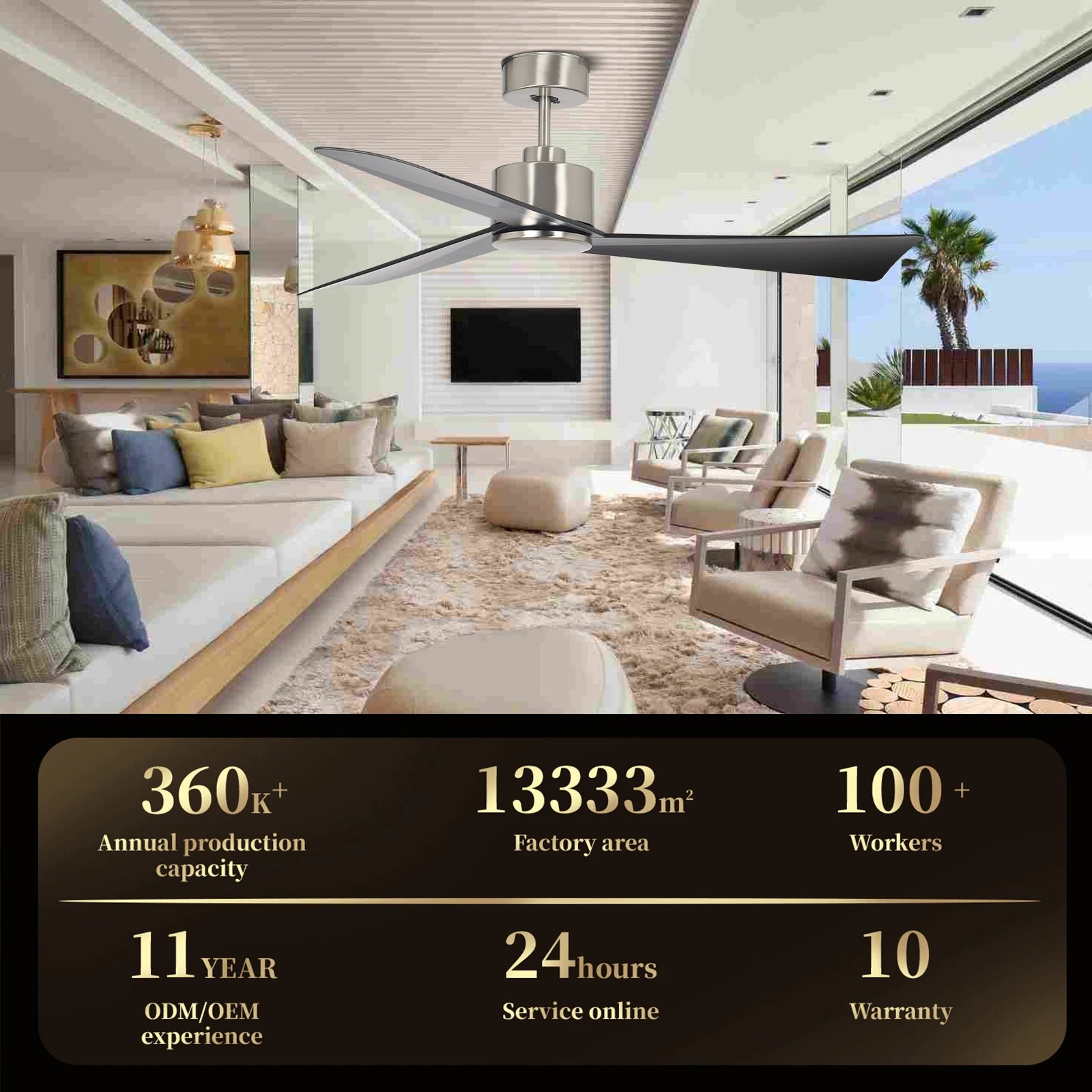 MGN24012 Outdoor 52 Inch Ceiling Fan With Remote Control