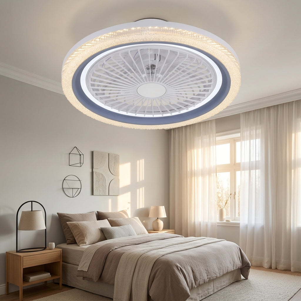 CF9793-7-88-WH Modern Flush Mount LED Fandelier Ceiling Fan