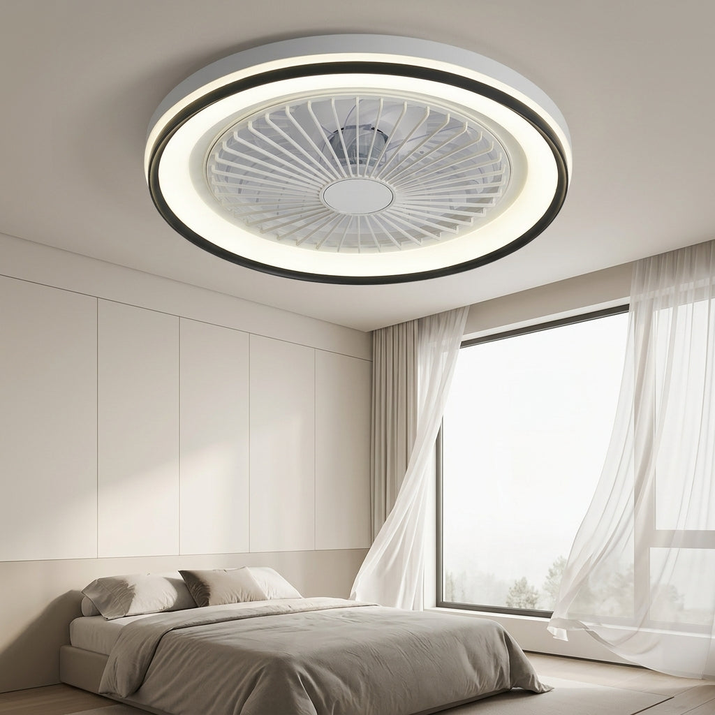 CF172-7-88-BK Simple Flush Mount Remote Control LED Ceiling Fans