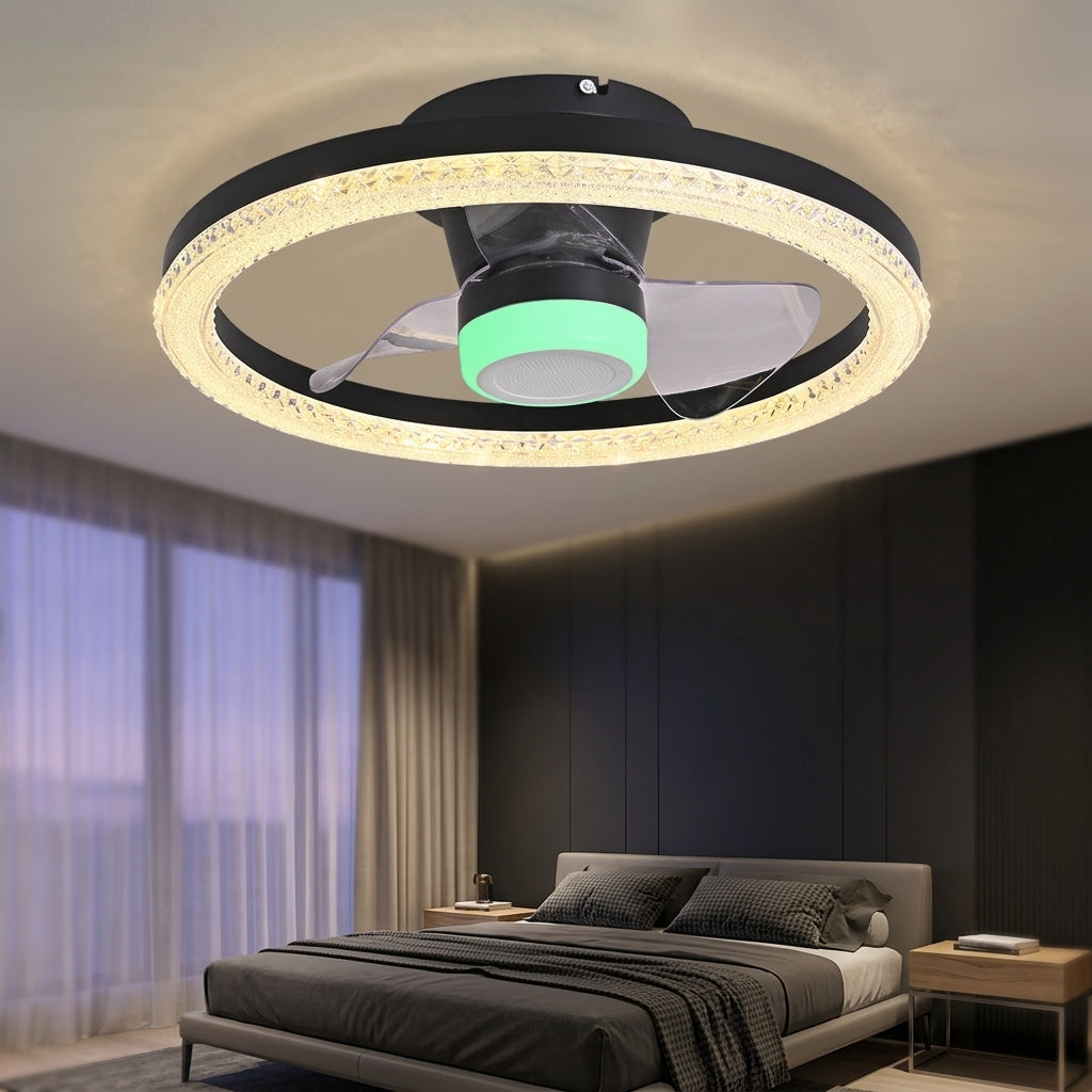 CF220-3-88-BK-BT Remote Control Fandelier Ceiling Fan With Bluetooth