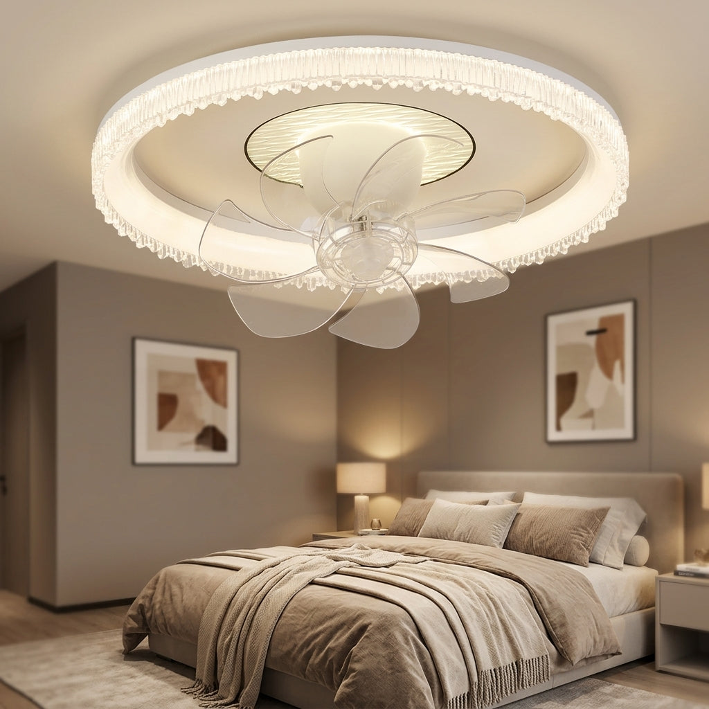CF2530-7-88-WH-RD LED Fandelier White Smart Ceiling Fan