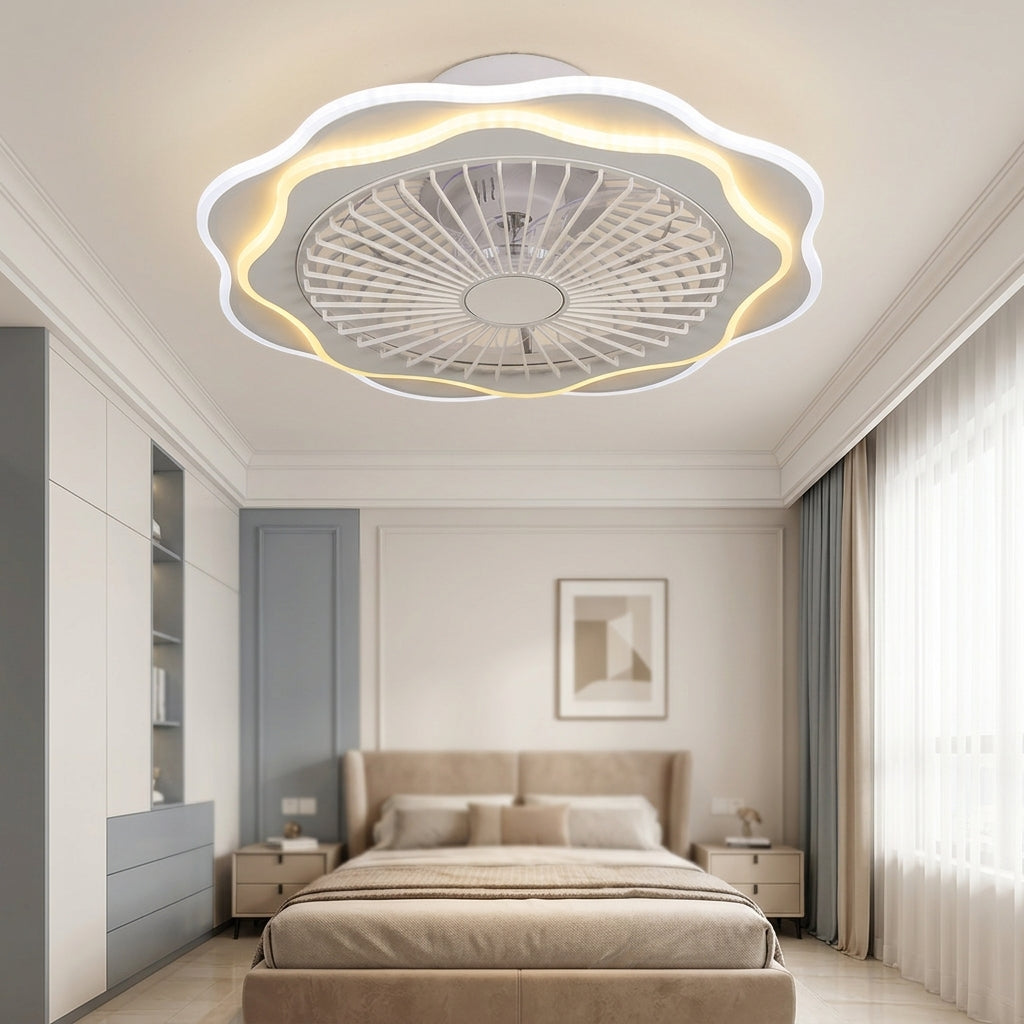 CF9838-7-88-WH Flush Mount Low Profile Fandelier Ceiling Fan