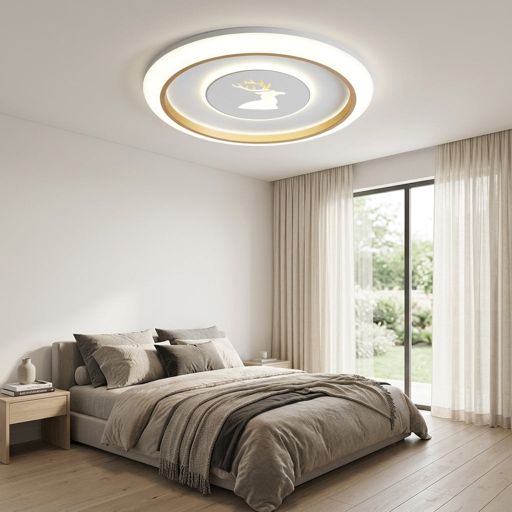CF2338-BL-88-WH-Deer Luxury Low Profile Fandelier Ceiling Fan